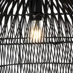 QAZQA Ländliche Stehlampe schwarz mit Rattan - Sam -Stehlampen Verkaufsladen 3005 103518 7