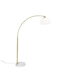 QAZQA Moderne Bogenlampe Messing mit weißem Schirm - Arc Basic -Stehlampen Verkaufsladen 3027 103292 4