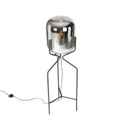 QAZQA Design Stehlampe schwarz mit Rauchglas - Bliss -Stehlampen Verkaufsladen 3030 102047 9