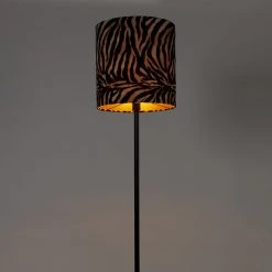 QAZQA Moderne Stehlampe schwarz Stoffschirm Zebra 40 cm - Simplo -Stehlampen Verkaufsladen 3039 104167 10