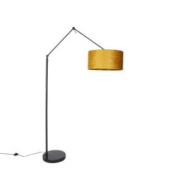 QAZQA Moderne Stehlampe schwarz Leinenschirm gelb 50 cm - Editor -Stehlampen Verkaufsladen 3065 104956 14