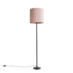 QAZQA Stehlampe schwarz mit Veloursschirm pink/gold 40 cm - Simplo -Stehlampen Verkaufsladen 3096 98574 9
