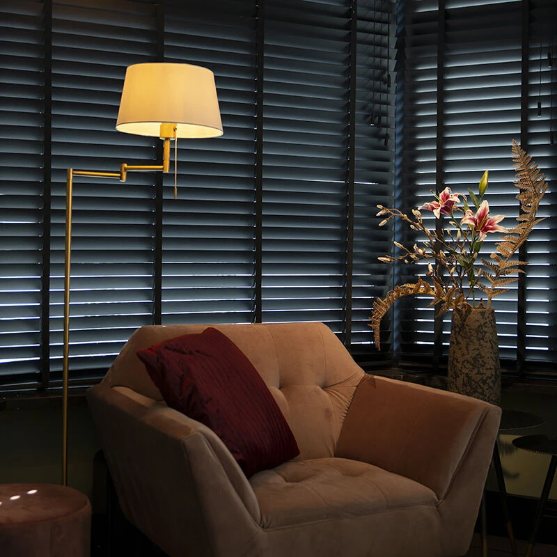 QAZQA Klassische Stehleuchte Bronze mit weißem Schirm verstellbar - Ladas 3 QAZQA Klassische Stehleuchte Bronze mit weißem Schirm verstellbar - Ladas