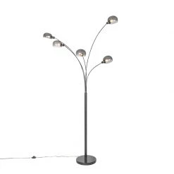 QAZQA Design Stehlampe schwarz mit Rauchglas 5-flammig - Sixties Marmo -Stehlampen Verkaufsladen 3158 104441 4