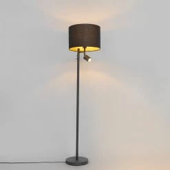 QAZQA Stehlampe schwarz mit goldener Innenseite und Leselampe - Jelena -Stehlampen Verkaufsladen 3182 105566 14