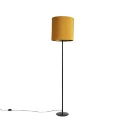 QAZQA Schwarze Stehlampe mit Veloursschirm Ocker mit Gold 40 cm - Simplo -Stehlampen Verkaufsladen 3195 98099 9