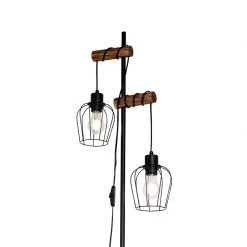 QAZQA Ländliche Stehlampe schwarz mit Holz 2-flammig - Stronk 23 QAZQA Ländliche Stehlampe schwarz mit Holz 2-flammig - Stronk -Stehlampen Verkaufsladen 3211 103909 2