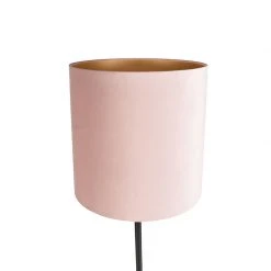 QAZQA Stehlampe schwarz mit Veloursschirm pink/gold 40 cm - Simplo -Stehlampen Verkaufsladen 3215 98574 5