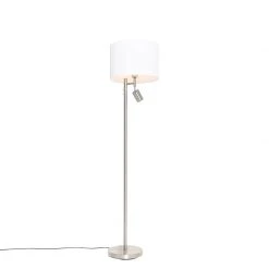 QAZQA Stehlampe Stahl mit Schirm weiß und Leselampe - Jelena -Stehlampen Verkaufsladen 3223 105569 7