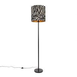 QAZQA Moderne Stehlampe schwarz Stoffschirm Zebra 40 cm - Simplo -Stehlampen Verkaufsladen 3244 104167 1