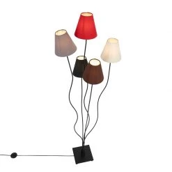 QAZQA Design Stehleuchte schwarz mit Stoffschirm 5-flammig - Melis -Stehlampen Verkaufsladen 3263 103871 14