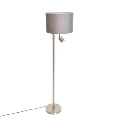 QAZQA Stehlampe Stahl mit Schirm grau und Leselampe - Jelena -Stehlampen Verkaufsladen 3264 105568 9