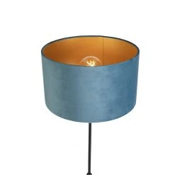 QAZQA Stehleuchte schwarz mit Veloursschirm blau mit Gold 35 cm - Parte -Stehlampen Verkaufsladen 3285 98584 5