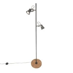 QAZQA Ländliche Stehlampe schwarz mit Holz - Jelle -Stehlampen Verkaufsladen 3302 103999 10