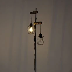 QAZQA Ländliche Stehlampe schwarz mit Holz 2-flammig - Stronk 37 QAZQA Ländliche Stehlampe schwarz mit Holz 2-flammig - Stronk -Stehlampen Verkaufsladen 3314 103909 16