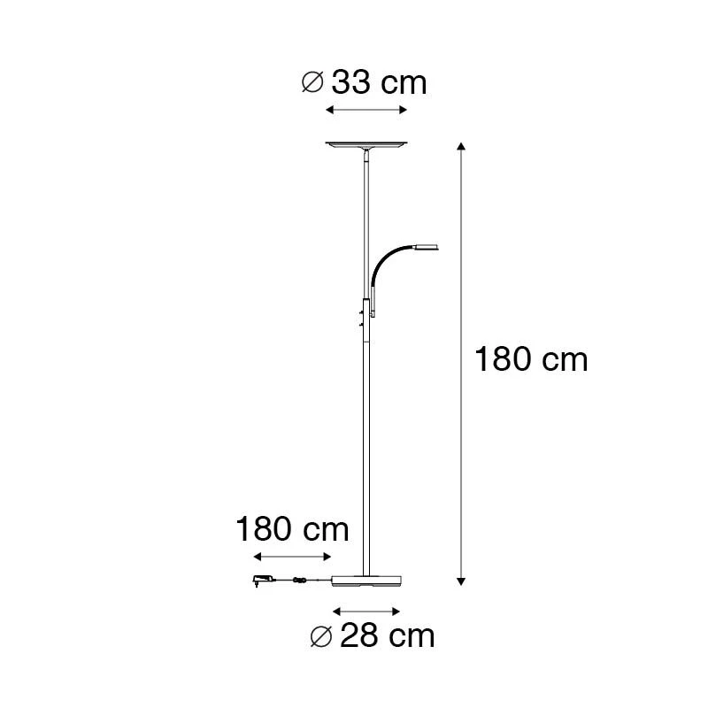 QAZQA Moderne Stehlampe Stahl inkl. LED mit Fernbedienung und Lesearm - Strela 7 QAZQA Moderne Stehlampe Stahl inkl. LED mit Fernbedienung und Lesearm - Strela – Bild 5