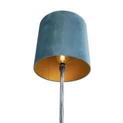 QAZQA Stehlampe antik grau Veloursschirm blau 40 cm - Simplo -Stehlampen Verkaufsladen 3352 98113 4