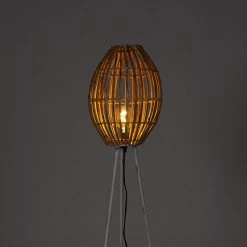 QAZQA Ländliches Stehlampenstativ Bambus mit Weiß - Canna Capsule -Stehlampen Verkaufsladen 3354 104922 11