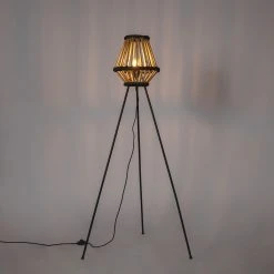 QAZQA Orientalische Stativ-Stehlampe Bambus mit Schwarz - Evalin -Stehlampen Verkaufsladen 3358 105076 10