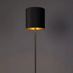 QAZQA Moderne Stehleuchte Stahl Stoffschirm grau 40 cm - Simplo -Stehlampen Verkaufsladen 3370 104171 10