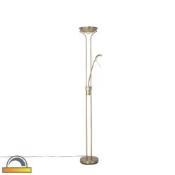 QAZQA Moderne Stehlampe Bronze mit Leselampe inkl. LED dunkel bis warm - Diva