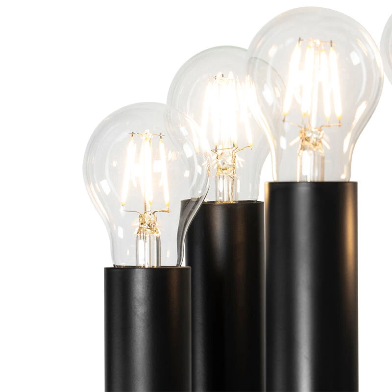 QAZQA Art Deco Stehlampe schwarz 12-Licht - Tubi 7 QAZQA Art Deco Stehlampe schwarz 12-Licht - Tubi – Bild 6