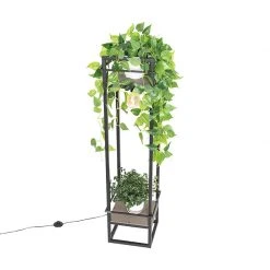 QAZQA Industriële vloerlamp zwart met hout - Cage Rack -Stehlampen Verkaufsladen 3430 105764 9