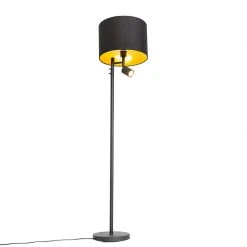 QAZQA Stehlampe schwarz mit goldener Innenseite und Leselampe - Jelena -Stehlampen Verkaufsladen 3434 105566 8