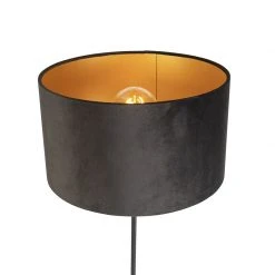 QAZQA Stehleuchte schwarz mit Veloursschirm schwarz mit Gold 35 cm - Parte -Stehlampen Verkaufsladen 3457 98580 6