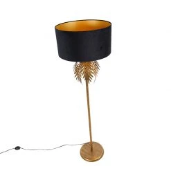 QAZQA Vintage Stehlampe Gold mit schwarzem Samtschirm 50 cm - Botanica -Stehlampen Verkaufsladen 3486 103624 4