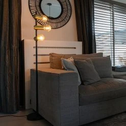 QAZQA Modern schwarz mit Messing Stehleuchte 3 Leuchten - Facil