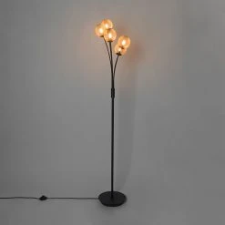 QAZQA Moderne Stehlampe schwarz mit goldenen 5 Lichtern - Athens Wire -Stehlampen Verkaufsladen 3523 103150 8