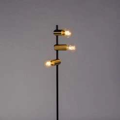 QAZQA Modern schwarz mit Messing Stehleuchte 3 Leuchten - Facil -Stehlampen Verkaufsladen 3567 98928 12