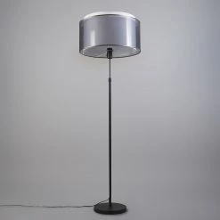QAZQA Schwarze Stehlampe mit schwarz / weißem Schirm 47 cm verstellbar - Parte -Stehlampen Verkaufsladen 3571 93221 6