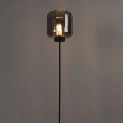 QAZQA Design Stehleuchte schwarz mit Rauchglas - Qara -Stehlampen Verkaufsladen 3581 102195 12