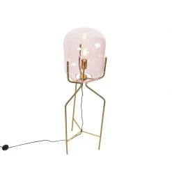 QAZQA Art Deco Stehlampe Messing mit rosa Glas - Bliss 26 QAZQA Art Deco Stehlampe Messing mit rosa Glas - Bliss -Stehlampen Verkaufsladen 3596 102121 10
