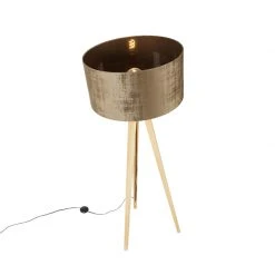 QAZQA Stehlampe Holz mit Stoffschirm braun 50 cm - Tripod Classic -Stehlampen Verkaufsladen 3604 104362 6