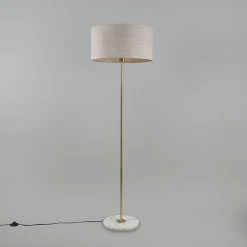 QAZQA Messing Stehlampe mit grauem Schirm 50 cm - Kaso -Stehlampen Verkaufsladen 3618 95050 1