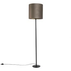 QAZQA Stehlampe schwarz mit Veloursschirm taupe/gold 40 cm - Simplo -Stehlampen Verkaufsladen 3642 98573 9