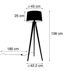 QAZQA Modernes Stativ weiß mit Leinenschirm dunkelgrau 45 cm - Tripod Classic -Stehlampen Verkaufsladen 3669 104116 3