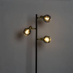QAZQA Art Deco Stehleuchte schwarz und gold mit Rauchglas 3-Licht - Vidro 30 QAZQA Art Deco Stehleuchte schwarz und gold mit Rauchglas 3-Licht - Vidro -Stehlampen Verkaufsladen 3746 102487 13