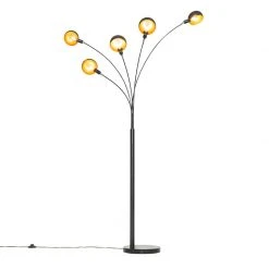 QAZQA Design Stehlampe schwarz mit gold 5-flammig - Sixties Marmo -Stehlampen Verkaufsladen 3752 104440 11