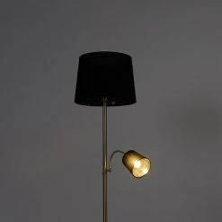 QAZQA Klassische Stehlampe Gold Stoffschirm Schwarz mit Leselampe - Retro -Stehlampen Verkaufsladen 3776 103239 13
