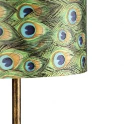 QAZQA Vintage Stehleuchte Gold mit Pfauenschirm 40 cm - Simplo 16 QAZQA Vintage Stehleuchte Gold mit Pfauenschirm 40 cm - Simplo -Stehlampen Verkaufsladen 3780 98106 4