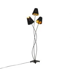 QAZQA Design Stehlampe schwarz mit gold 3-flammig - Melis -Stehlampen Verkaufsladen 3781 103870 11
