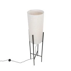 QAZQA Design Stehleuchte schwarz mit Leinenschirm grau - Rich -Stehlampen Verkaufsladen 3790 103283 9