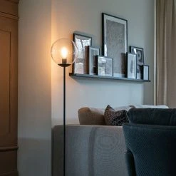 QAZQA Art Deco Stehleuchte schwarz mit klarem Glas - Pallon Mezzi -Stehlampen Verkaufsladen 3841 103006 9