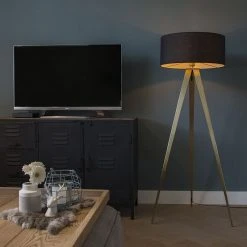 QAZQA Moderne Stehleuchte Messing mit schwarzem Schirm - Ilse 24 QAZQA Moderne Stehleuchte Messing mit schwarzem Schirm - Ilse -Stehlampen Verkaufsladen 3865 93702 10