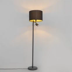 QAZQA Stehlampe schwarz mit goldener Innenseite und Leselampe - Jelena -Stehlampen Verkaufsladen 3869 105566 13
