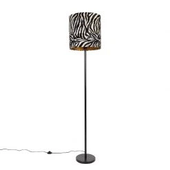 QAZQA Moderne Stehlampe schwarz Stoffschirm Zebra 40 cm - Simplo -Stehlampen Verkaufsladen 3887 104167 11